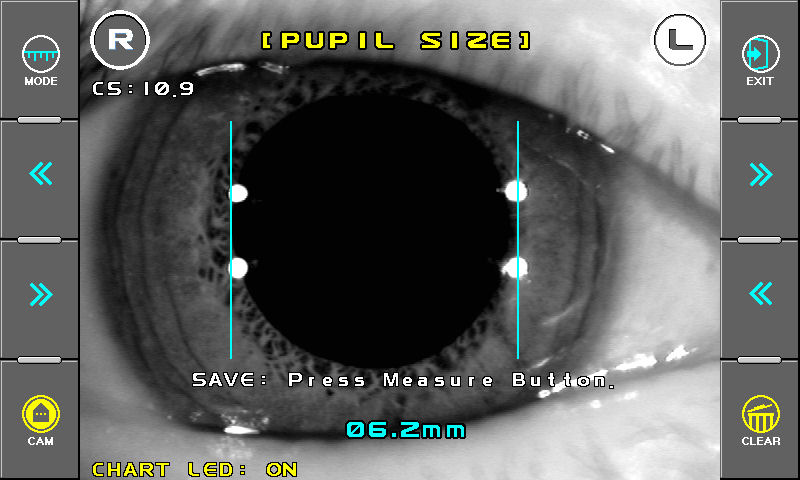 Mesure intuitive des diamètres pupillaires et cornéens - PRK-8000